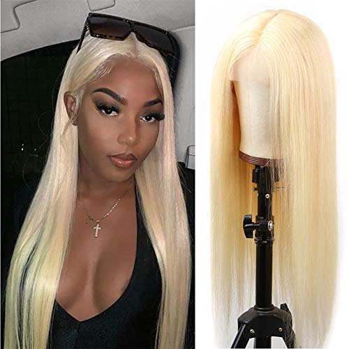 613 Blonde Lace Front Wig Human Hair Pre Plucked 13x4x1 T-Part Straight Lace Front Wigs with Baby Hair 150% Density Brazilian Blonde Human Hair Wigs for Black Women (18 inch, 613 Blonde)