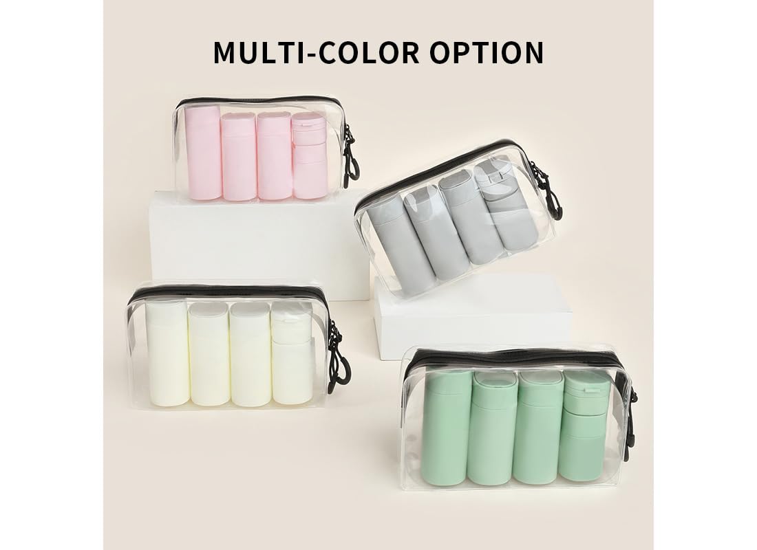 Confezione da 5 bottiglie da viaggio brevi e alla moda, approvate TSA, senza BPA, per cosmetici, shampoo, crema, balsamo, lozioni, sapone (Nordic bean purple)