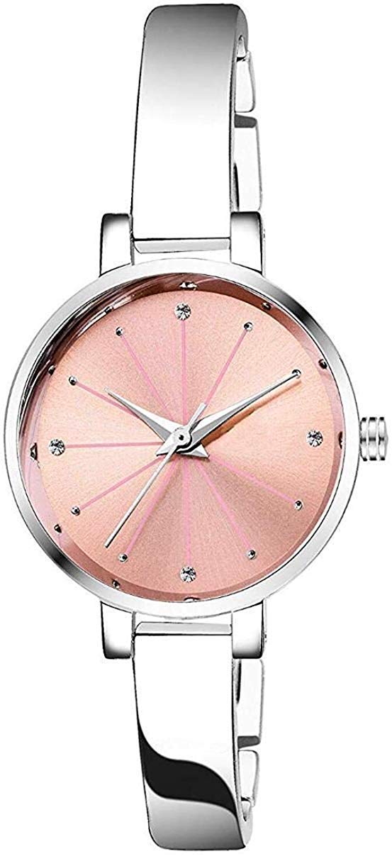 CERO Analog Pink Dial Silver Plated Bengal Bracelet Wrist Watches for Womens and Girls (B08548519Q) Amazon Price History, Amazon Price Tracker