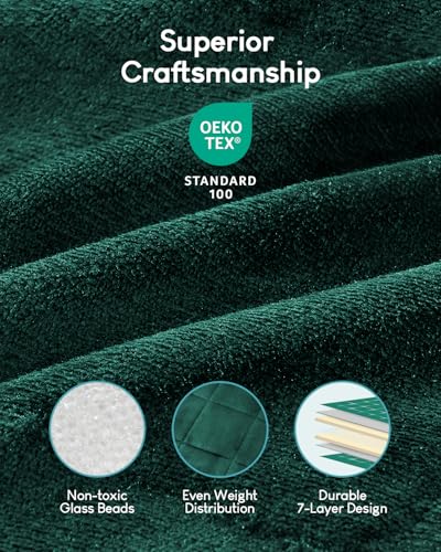 Image of Cottonblue Weighted Blanket 20lbs for Queen Ded - Ultra Soft, Cozy Comfort Sherpa Blanket for Relax and Sleep, Heavy Bed Blankets with Cemaric Beads, 60x80 Inches,Green