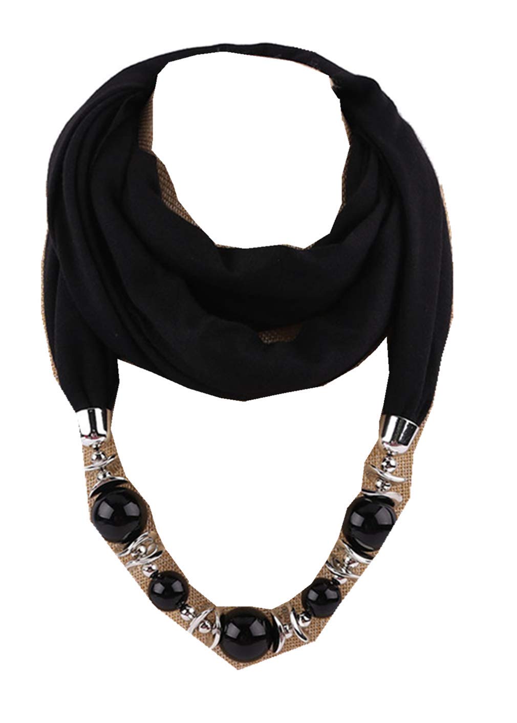 Scarf Bead Pendant Scarf Charm Ethnic Style Infinity Scarves Women's Scarf Necklace