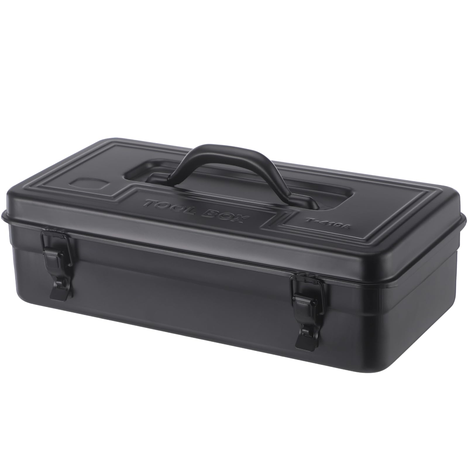 Caja de almacenamiento de acero con tapa con bisagras, caja de herramientas rectangular grande de metal con asa, hebillas dobles seguras, organizador de metal para sellos de álbumes de recortes