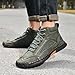 LJAIYI Men's Casual Handmade Leather Boots Fashion Comfortable Arch Support Wide Walking Driving Shoes Non-Slip Outdoor Ankle Boots (Green,12)