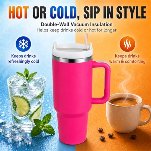Image of Pandance 4 Pack 40 oz Tumbler with Handle and Straw Bulk, Vibrant Mix