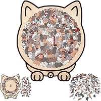 Puzzle In Legno A Forma Di Gatto 135 Pezzi - Colori Morandi, Design Dettagliato, 23.8x21.8 Cm, Regalo Per Amanti Dei Gatti