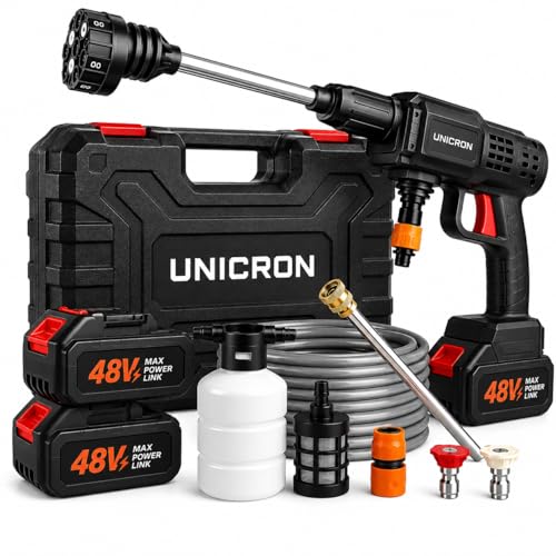 Image of Car Washer High Pressure Gun, Rechargeable 48V 12000mAh Cordless Portable Wireless for Bike, House Lawn, Garden & AC Washing Cleaning Kit