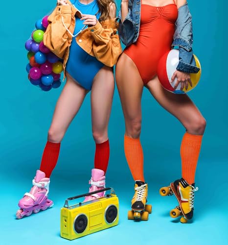 Image of Violet Mist women slouch socks thick colored knee high scrunch socks long stacked sock boot 80s 90s Novetly