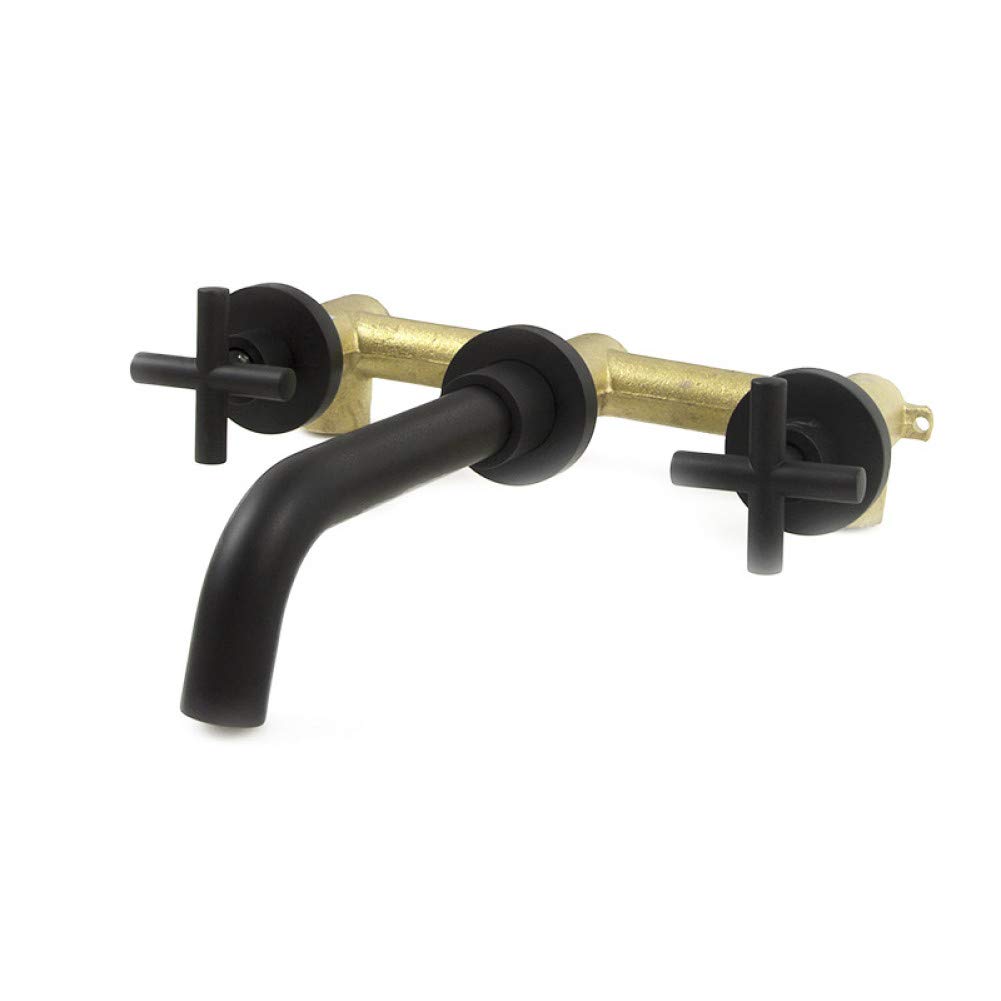 Grifo de baño cepillado mate de pared con doble manija funcional 5
