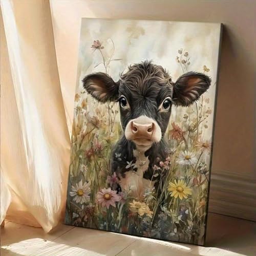 Toile murale vache réveillez un mur blanc triste cadre 50x70 salon