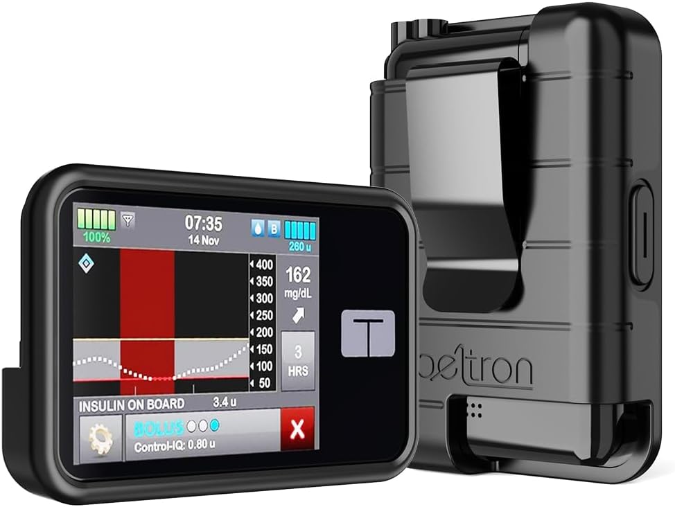 BELTRON Protective Case for Tandem t:Slim X2 Pump with Built-in Metal Belt Clip (Strong & Durable Case for Tandem Diabetes Care TSlim X2 Insulin Pump) - Black