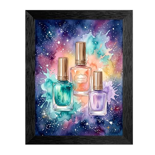 Framed Canvas Wall Art Ethereal Watercolor Trio of Nail Polish