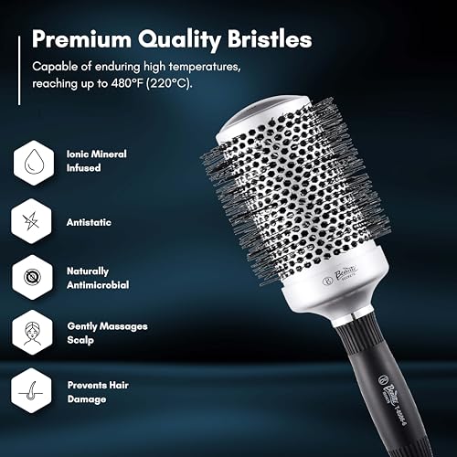 Image of Beaute Secrets Professional Round Brush for Blow Drying Ceramic Ion Thermal Barrel Brush for Precise Styling and Maximum Volume - Lightweight Round Hair Brush for Manageable Hair (54 MM)