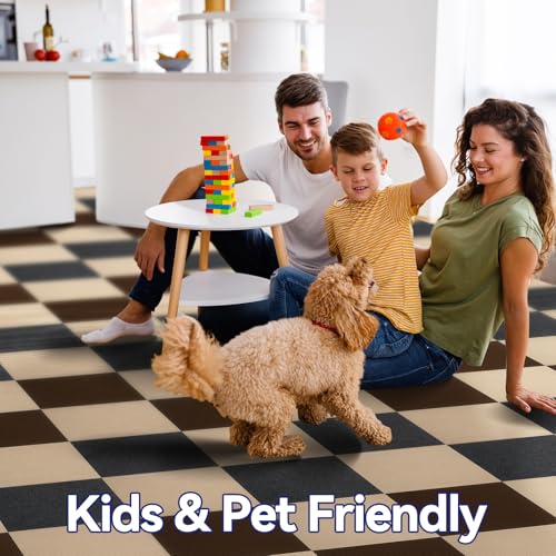 CUCOS Teppichfliesen Selbstklebende, 30x30 cm Teppichboden, Einfach Zuschneidbar, Weicher Teppich Fliesen für Wohnbereich, Büro und Küche – 10 Fliesen pro Box / 1 m²