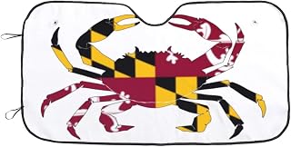 Pridefulness Maryland State Flag Crab Car Windshield Sun Shade Sunshade Foldable Front Window Shield Cover for Truck SUV Sun Visor Protector S