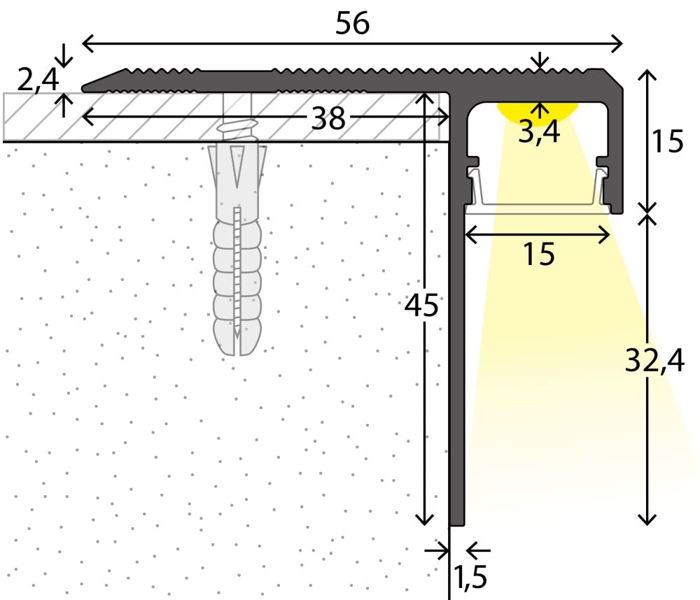 LED-Treppenkantenprofil 218-2,50m - Silber
