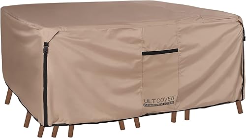 ULTCOVER Funda rectangular resistente para mesa de patio, lona resistente 600D, impermeable, para mesa de comedor y sillas de uso general, tamaño
