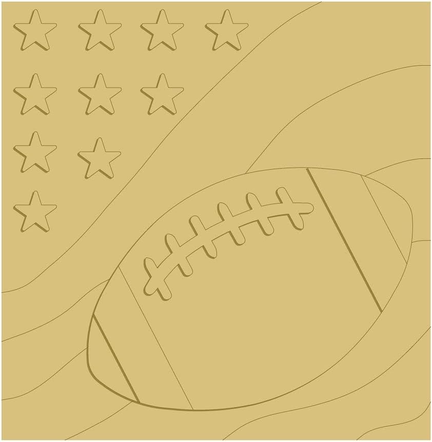 3D Football Flag Cutout Unfinished Wood Sports Fall Football Door Hanger MDF Shape Canvas Style 1 Art 1 (24")