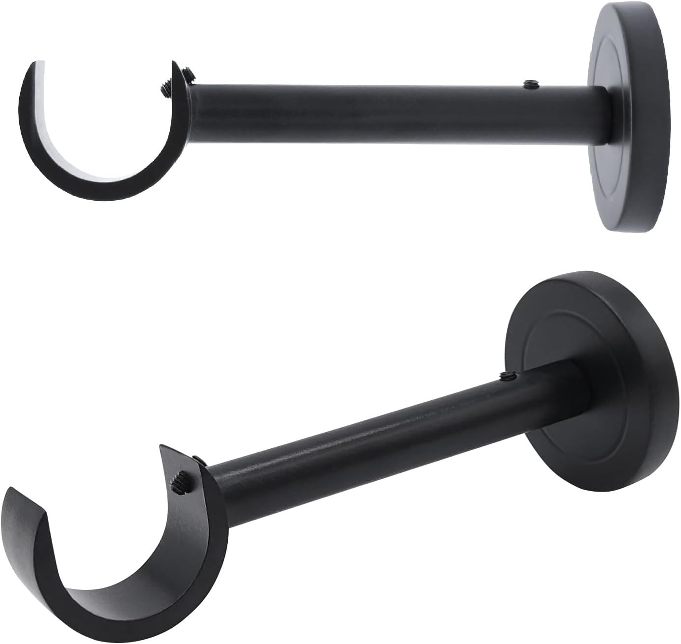 Extended Curtain Rod Brackets for Wall – Black 1 Inch Curtain Rod Holders, Extended 5 Inch Projection, Wall Mount with Hardware, Set of 2