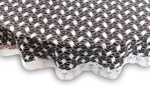 Image of The Furnishing Tree Round Shape 8 Seater Table Cover WxL 90x90 inches with White Border lace