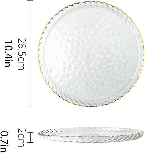 Miniatura 2 de Platos de cena Platos de cena Plato de cena de borde dorado de vidrio transparente Plato de cena de estilo europeo Patrón de ojo de martillo Plato