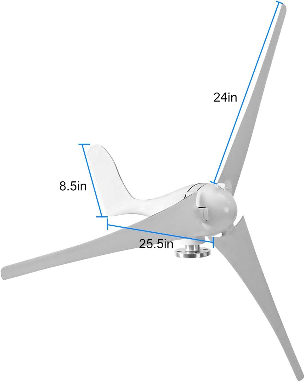 Dyna-Living Wind Turbine Generator Kit 400W DC 12V Wind Turbine Motor 3 Blades Wind Power Generator with Charge Controller for Home Marine Industrial Energy(Not Included mast) : Patio, Lawn & Garden