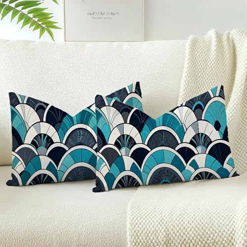 Image of Xlccaioo Set of 2 Multicolor Soft Velvet Cushion Covers, 50x30cm Double Sided Decorative Cushion Cover, Sofa Pillow Cover with Invisible Zipper Throw Pillow Covers for Home Decor Sofa Room XC-8228