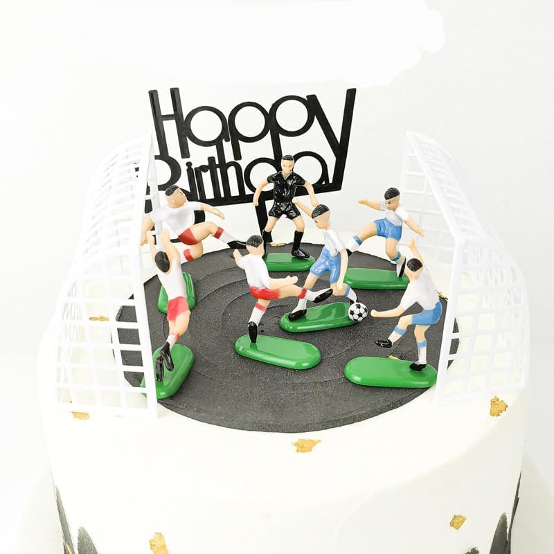 9-teiliges Fußball-Kuchenschmuck Set Für Die Perfekte Kindergeburtstags-Party – Inklusive Topper, Figuren & Deko