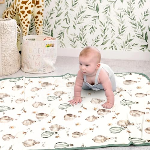 Image of GRSSDER Baby Blankets Super Soft Jersey Knit Swaddle Blanket for Baby Girls and Boys, Double Layer Receiving Blankets 34 x 44 Inches, Extra Large for Baby Swaddling, Balloon Print