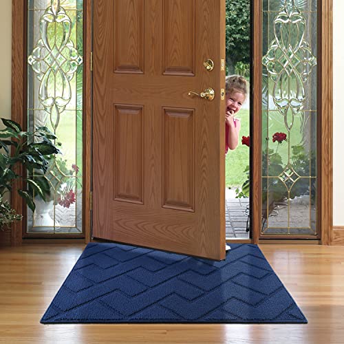 Indoor Doormat,Front Back Door Mat Rubber Backing Non Slip Door Mats 20”X31.5” Absorbent Resist Dirt Entrance Doormat Inside Floor Mats For Entryway Machine Washable Low-Profile (Navy Blue) #TOP6