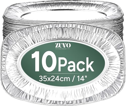 Zuvo Foil Serving Platters 10 Pack Large Aluminium Trays for Party Food