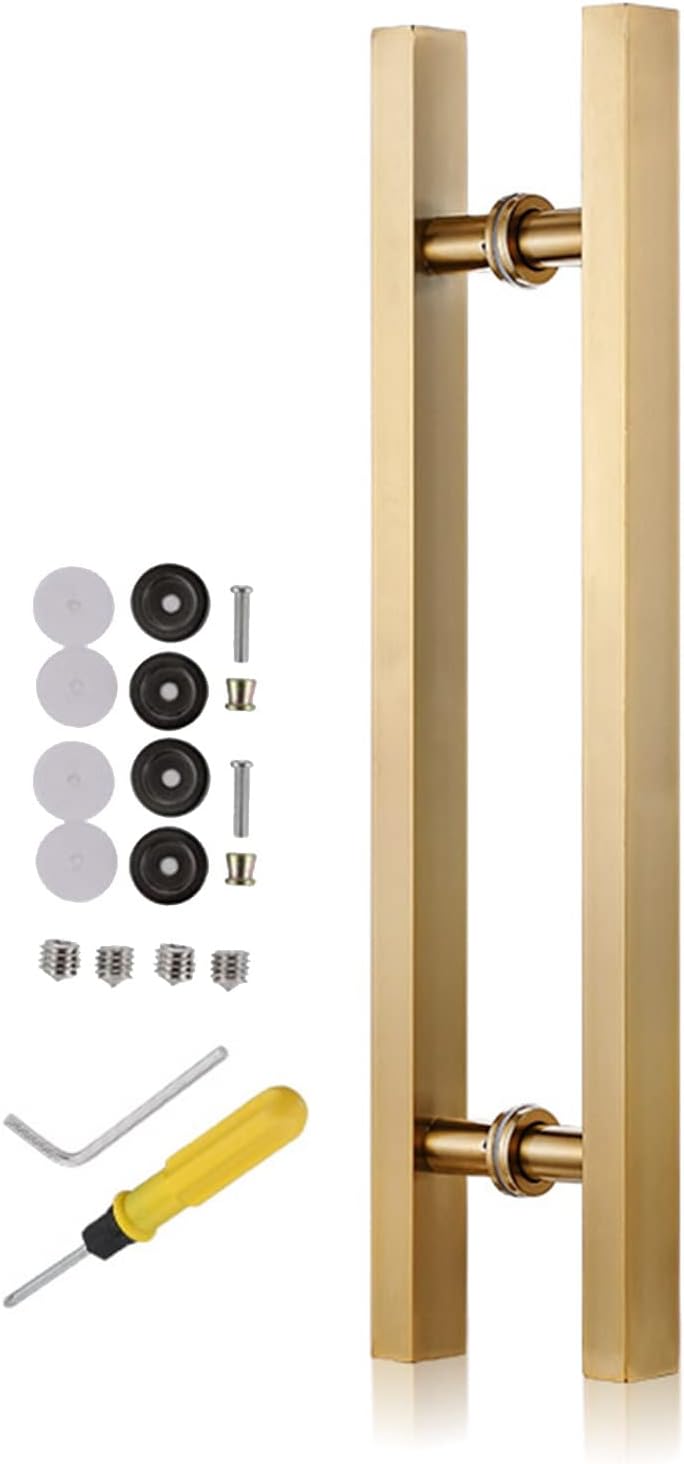 Barn Door Push Pull Door Handle Square Push Pull Door Handle Gold, Modern Gate Handle for Shower Sliding Barn Door/Garage Door/Farmhouse Glass Door (One Color Length 180 Cm 71 in)