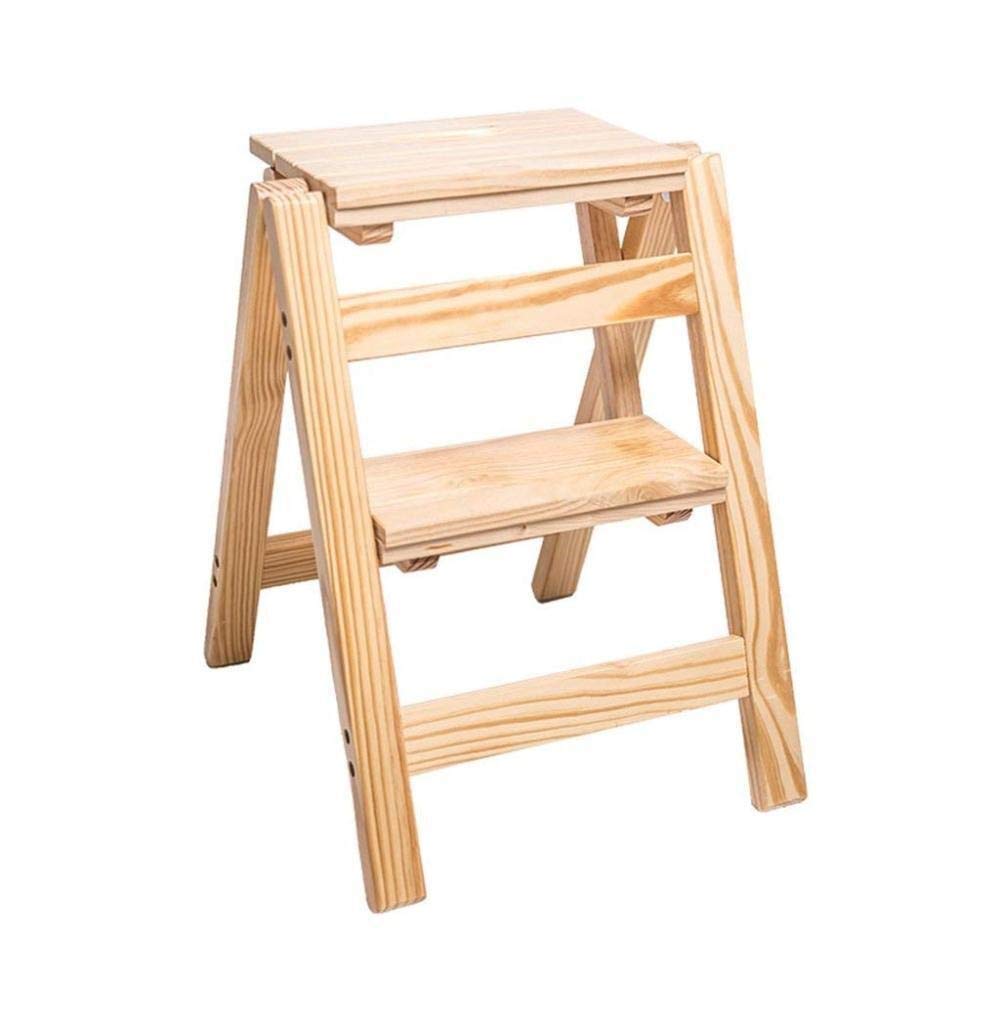 Indoor Climbing Stool, Wooden Step Ladders Folding Stool Library Steps Multifunctional Ladder Stool Kitchen Office Ladder Chair（D）