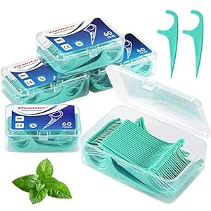 BEYAOBN 300-count Tandzijde Picks Licht Mint Flavoured Floss Sticks Tandplecies Tanden Reiniging Picks Essentiële Tandheelkundige Floss,Pack van 5 Perfect voor Familie, Hotel, Reizen