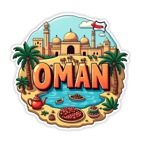 Image of Naxon Oman Country Theme Souvenir Wooden Refrigerator Stylish Fridge Magnet - Fridge Decoration Magnet for Kitchen & Home Decor | Perfect Souvenir Gift | Size 3x3 Inches | Pack of 1