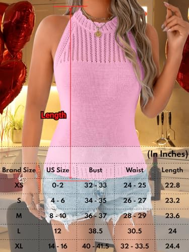 Image of ChiaoLezhee Women's Summer Knit Tank Tops, Racerback High Neck Lightweight Sweater Vest, Dressy Casual Outfits