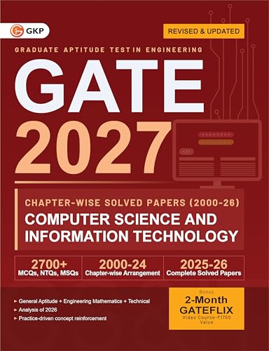 Image of GATE 2027 Computer Science & Information Technology | Chapter-wise Previous Year Solved Papers (2000-2026) | 27 Years PYQ with Detailed Solutions | ... & MSQs | GATE CS IT Chapterwise Question Bank