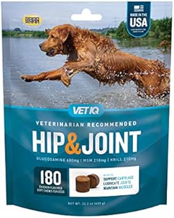 VetIQ Glucosamine Hip & Joint Supplement for Dogs, 180 Soft Chews, Dog Joint Support Supplement with MSM and K