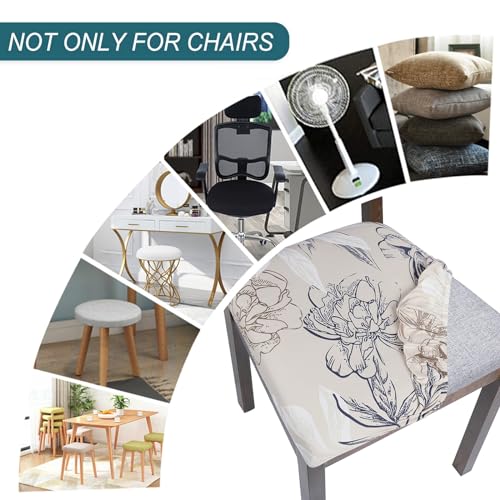 Image of SearchI Seat Covers for Dining Room Chairs Stretch Printed Chair Seat Covers Set of 4, Removable Washable Upholstered Chair Seat Protector Slipcovers for Kitchen, Office(Modern Abstract Floral)