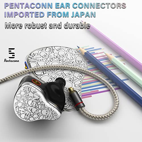 Image of BASN Bmaster5 In Ear Monitors, 1DLC Diaphragm+4BA 5 Drivers IEM Earphones with Silver-plated OFC Cable, Noise Isolation Wired Earbuds for Musicians (Glacier White)