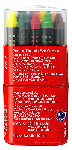 Faber-Castell 15 Triangular Wax Crayons - Image 2 thumbnail