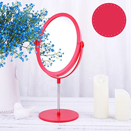 Preisvergleich Produktbild Spiegel Handspiegel rund tragbar Doppelspiegel Desktop Schlafsaal Schülerin Kleiner runder europäisch Kosmetikspiegel Prinzessin (Color : Red)