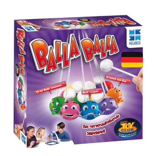 Megableu | Balla Balla | Spiel SUPER Toy Club | Lustiges Geschicklichkeitsspiel | Kinderspiel und Gesellschaftsspiel | Sei vorsichtig, sonst Fallen die Kugeln runter | Für 2 bis 4 Spieler ab 5 Jahren