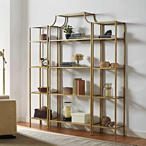 Crosley Furniture Aimee 3-Piece Etagere Bookcase Set - Gold And Glass #TOP5