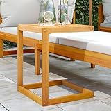 Gecheer Mesa en Forma de C Madera Maciza de Acacia 42x40x50 cm,Muebles de Exterior para Patio Jardín Veranda Balcón