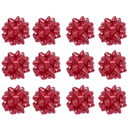 PMU Decorative Confetti Gift Bows, 4-1/2 Inch Large, Red (12/Pkg) Pkg/1