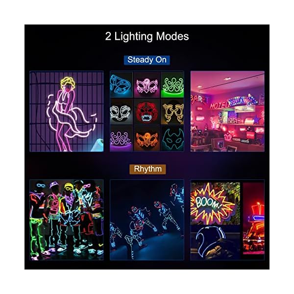 Jiguoor el wire bright neon light strip 360° illumination rope light - image 3