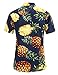 JEETOO Tropical Shirt for Men Aloha Tiki Shirts Navy Pineapple M