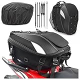 Alogy 5in1 Hecktasche Motorrad Wasserdicht 40L Motorradkoffer Motorradtasche Motorradgepäck Sitztasche Motorradrucksack Helm Tasche Reflektierend mit wasserfester Abdeckung Universal Topcase Schwarz