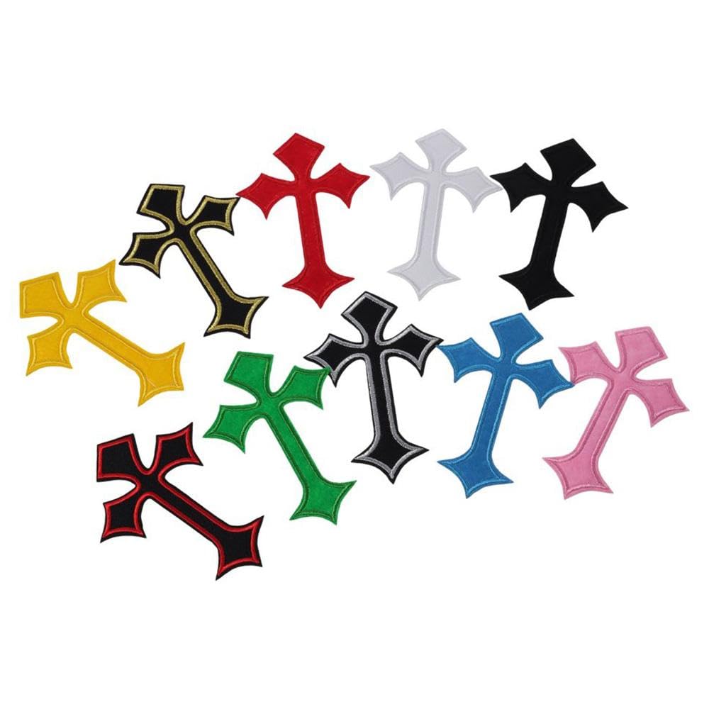 YYlingx 22Pcs Cross Patches, 11 Colors Cross Embroidered Patches Personalized Sew On Patches for DIY, Multicoloured, 7.6 cm - Image 4