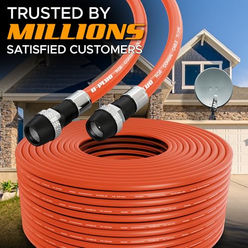 Image of G-PLUG RG6 Coaxial Cable 75FT - Triple Shielded, Waterproof, 75 Ohm with F-Type Connectors, High-Speed for HDTV, Satellite, Internet, Indoor /Outdoor Use
